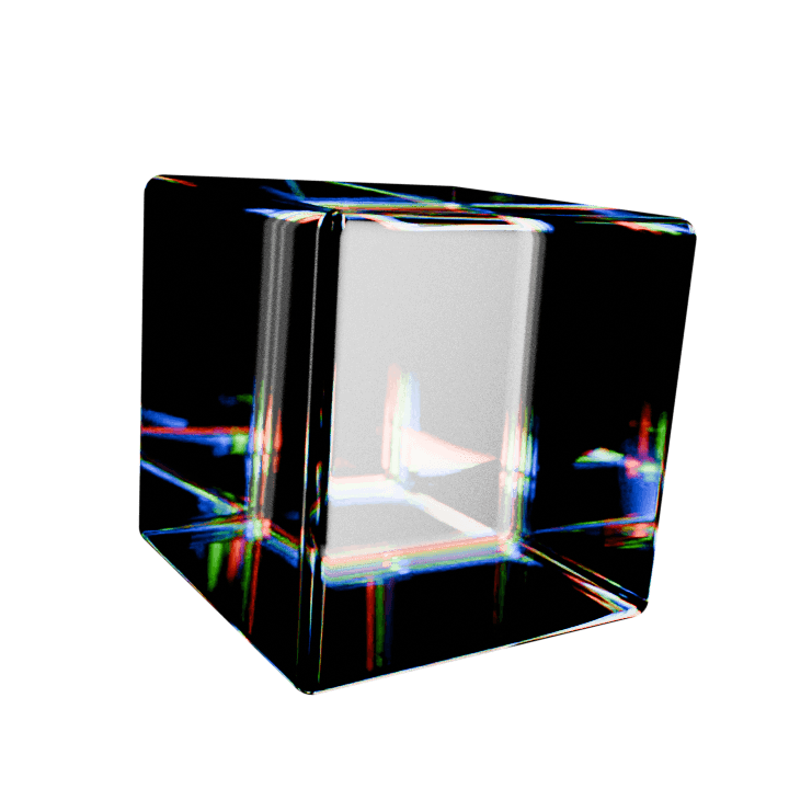 Transparent glass cube artwork