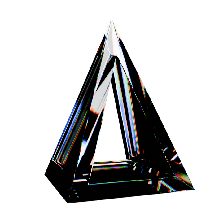 Transparent glass triangle artwork