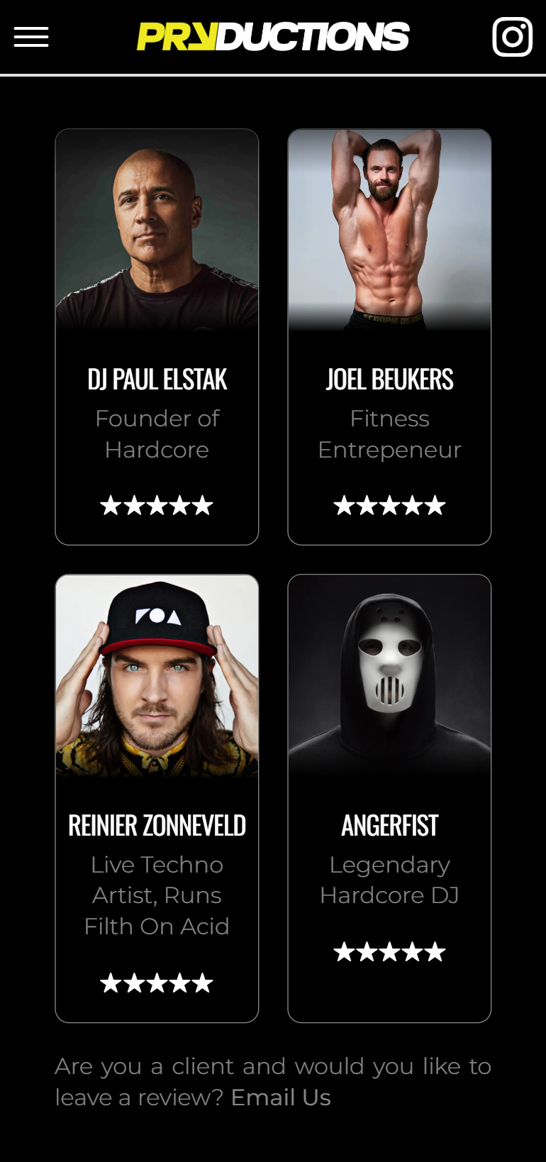 Website design for Pryductions
